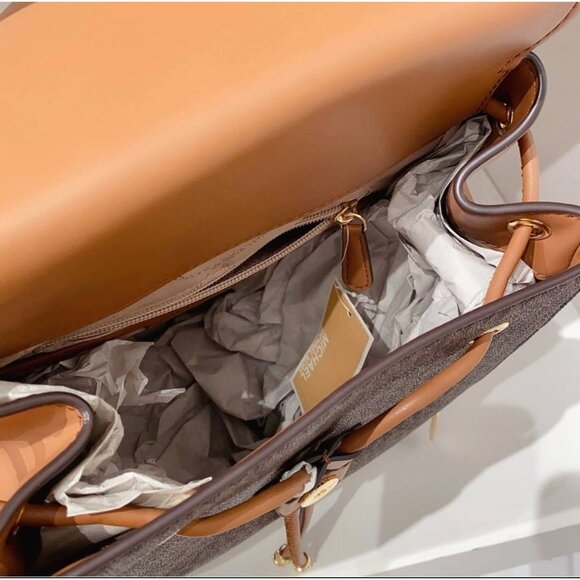 Michael Kors backpack phoebe medium flap drawstring MK signature Brown - Picture 5 of 10